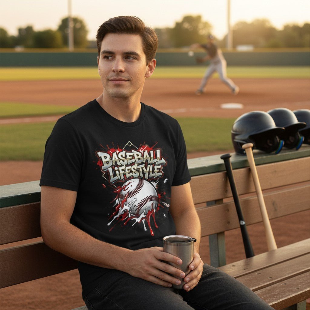 Urban Baseball Lifestyle Print Graphic Tee Ring - Spun Cotton Everyday Athletic Wear