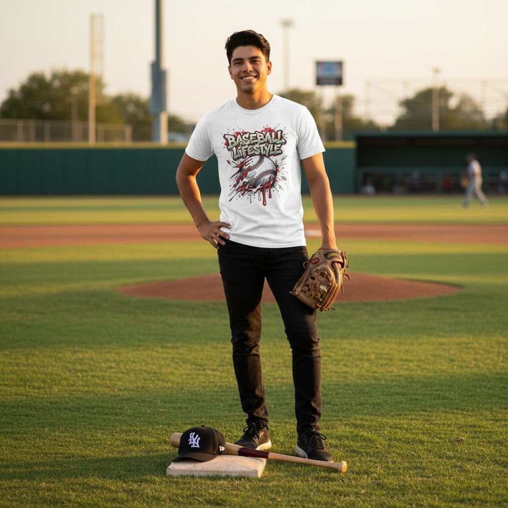 Urban Baseball Lifestyle Print Graphic Tee Ring - Spun Cotton Everyday Athletic Wear
