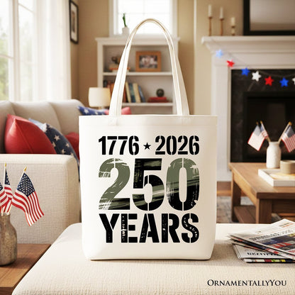 USA 250 Years Anniversary Tote Bag, 4th of July Patriotic 1776–2026 Gift Shopper