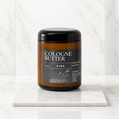 VIBE – Energizing Fragrance Body Butter | Grapefruit, Patchouli & Oakmoss Cologne Scent Moisturizing Skin Butter | Cologne Butter