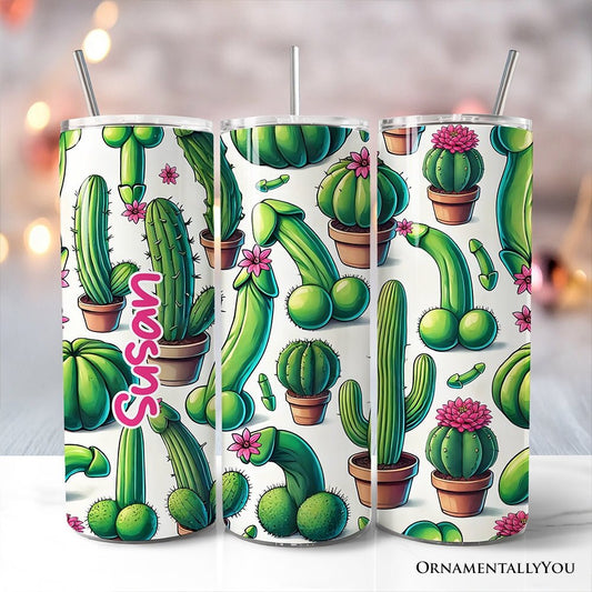Valentine Adult Humor 20oz Personalized Tumbler With Lid and Stainless Steel Straw, Funny Cactus Gift Cup