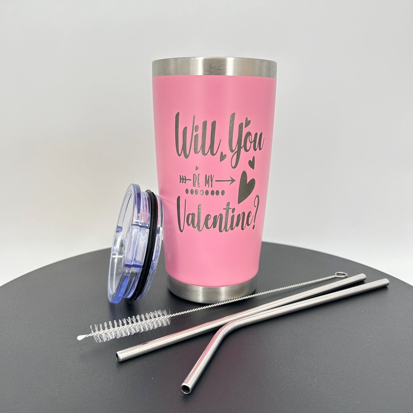 Valentine's Day Tumbler, Will You be My Valentine, Pink, Gift for Her