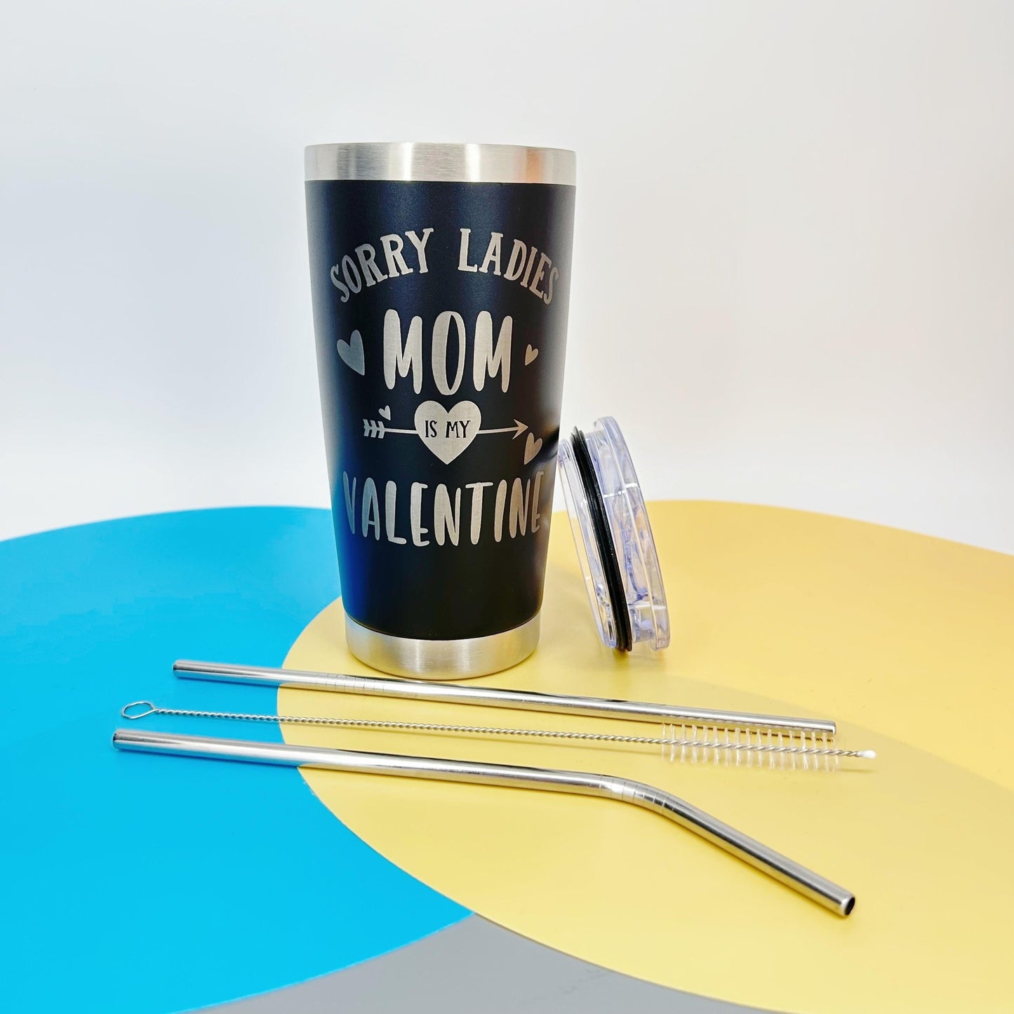 Valentines Gift for Son - Mom is My Valentine - 20oz Stainless Steel Insulated Tumbler with Gift Box Straws, Drinkware Flask - Bottled, Mug