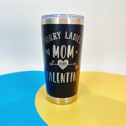 Valentines Gift for Son - Mom is My Valentine - 20oz Stainless Steel Insulated Tumbler with Gift Box Straws, Drinkware Flask - Bottled, Mug