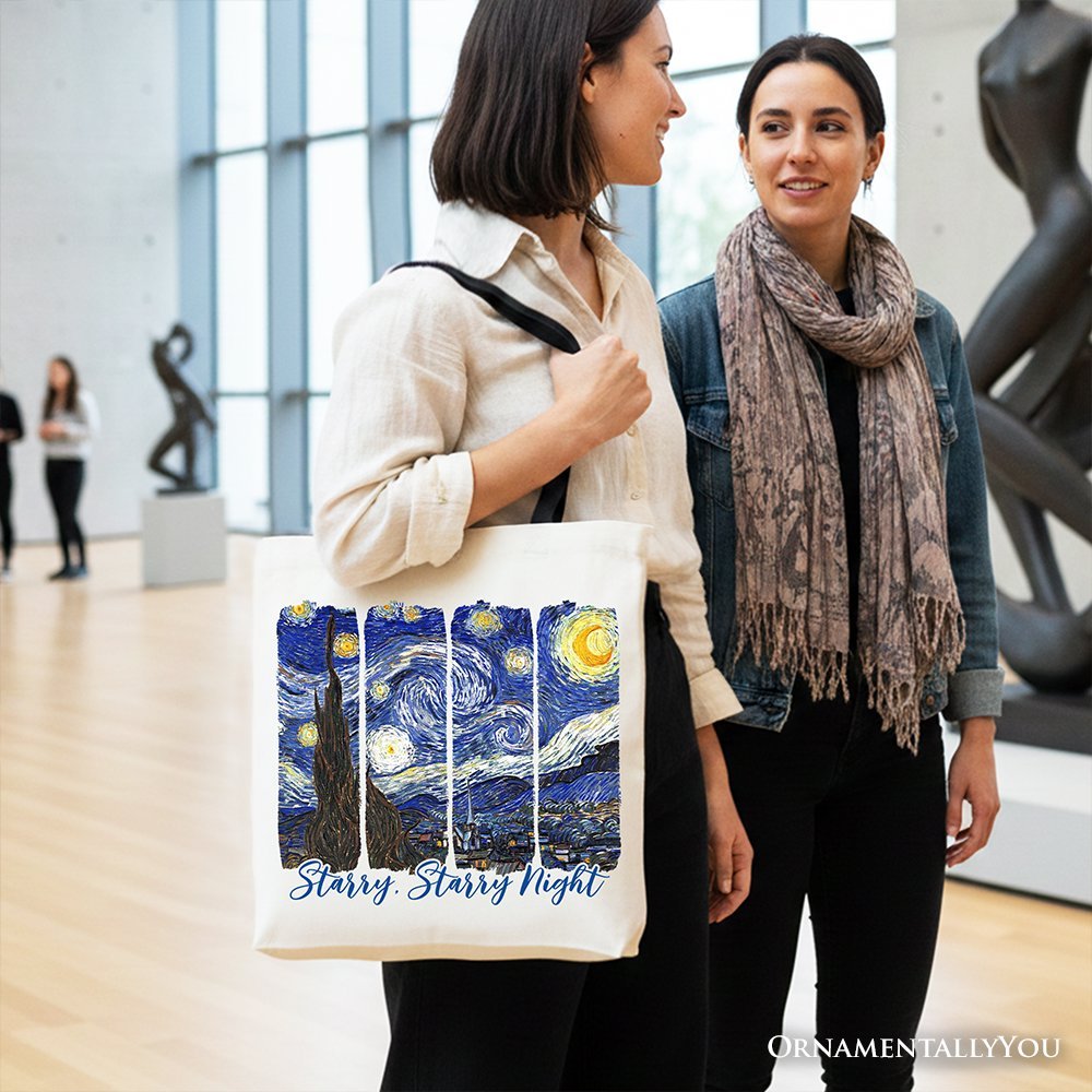 Vincent Van Gogh The Starry Night Canvas Tote Bag, Famous Painting Gift Shopper