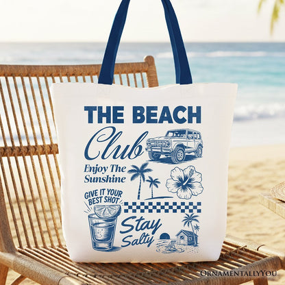 Vintage Coastal Summer Vacation Tote Bag, The Beach Club Stay Salty Gift Shopper