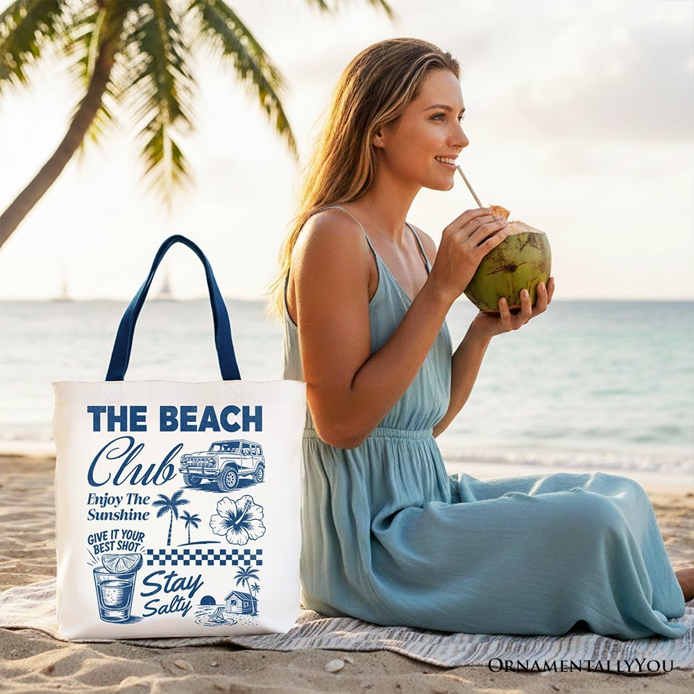 Vintage Coastal Summer Vacation Tote Bag, The Beach Club Stay Salty Gift Shopper