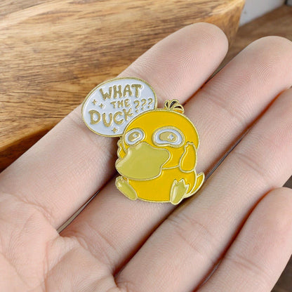 What the Duck Enamel Pin – Cute Yellow Kawaii Duck Lapel Pin