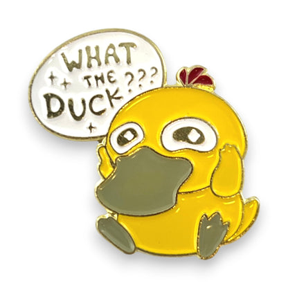 What the Duck Enamel Pin – Cute Yellow Kawaii Duck Lapel Pin