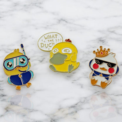 What the Duck Enamel Pin – Cute Yellow Kawaii Duck Lapel Pin