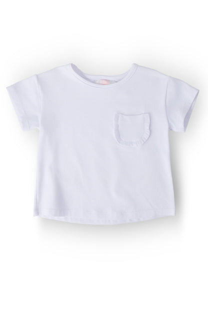 White Ruffle Pocket Tee