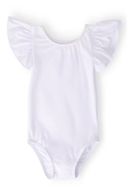 White S/S Flutter Sleeve Leotard