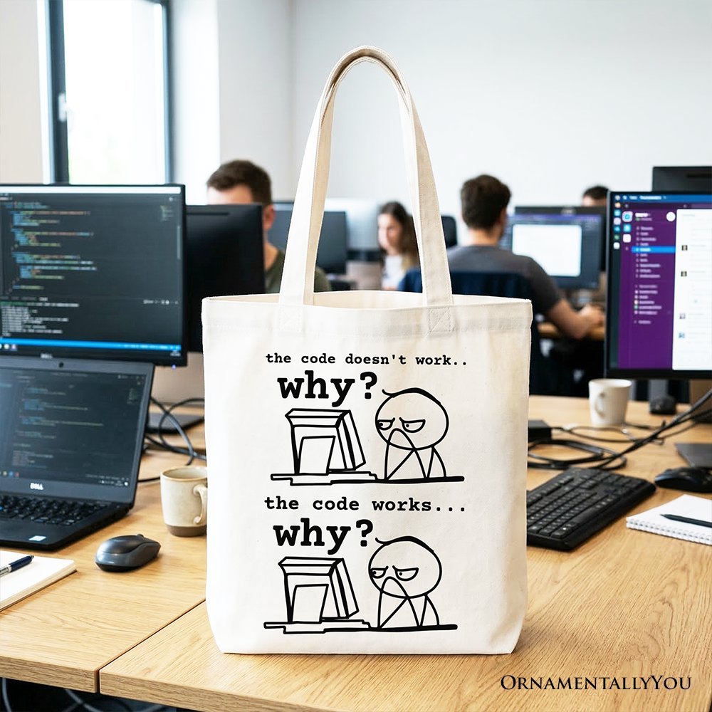 Why Does The Code Work Tote Bag, Funny Programmer Coding Gift Shopper