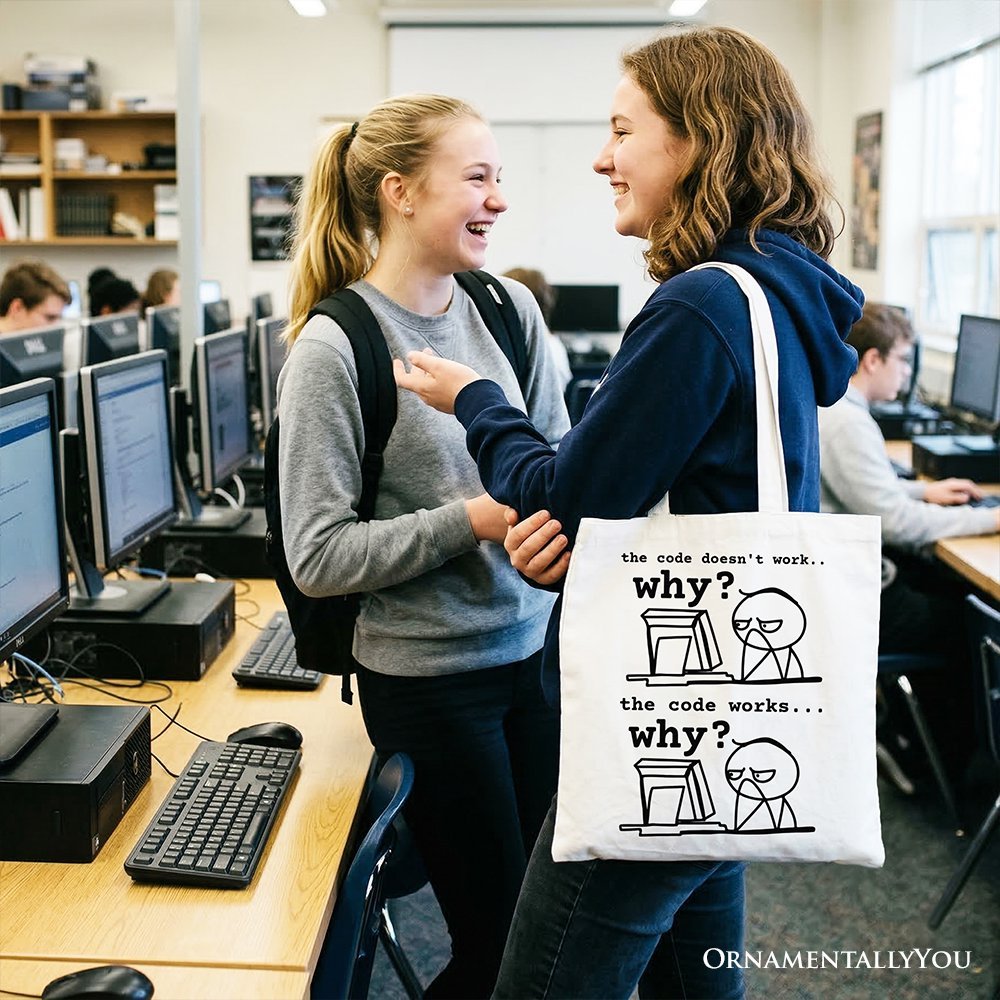Why Does The Code Work Tote Bag, Funny Programmer Coding Gift Shopper