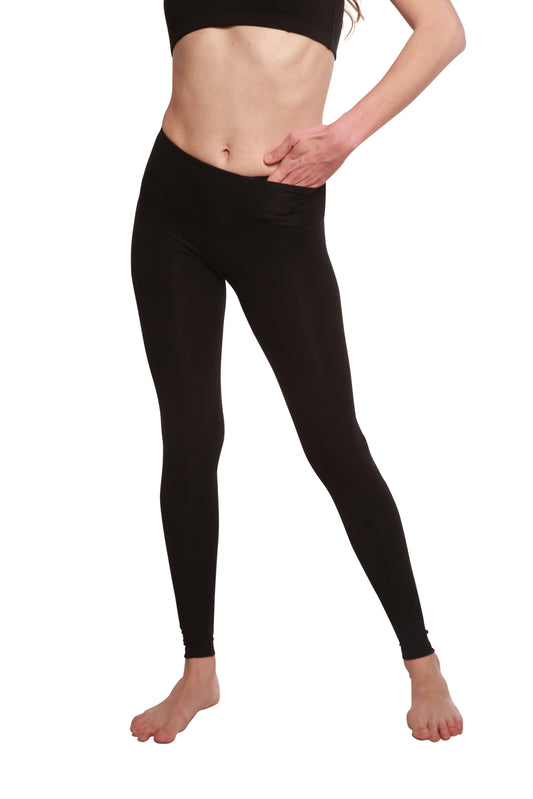 Clearance Women's Bamboo/Cotton Full Length Legging in Black - Shaketea