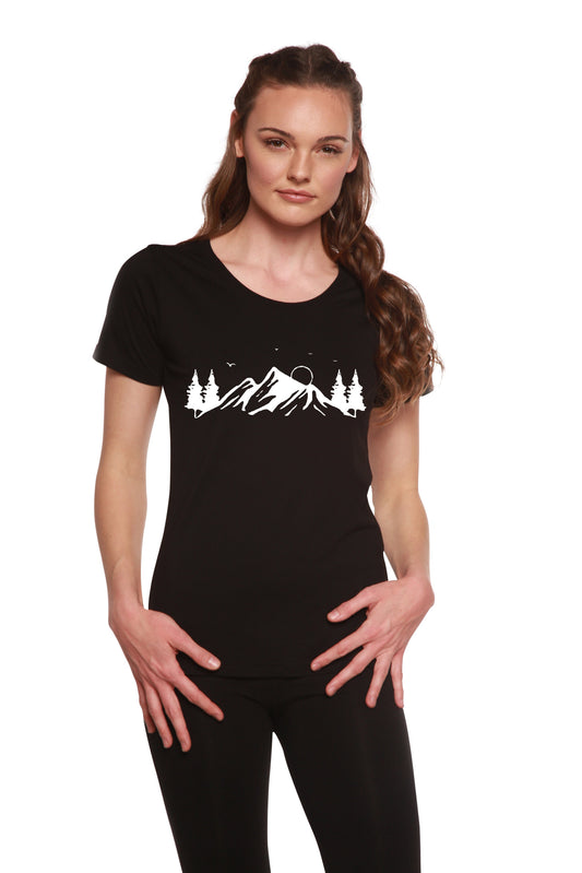 Women's Bamboo/Cotton Short Sleeve Scoop Neck T-Shirt with Print Mauna Kea - Shaketea