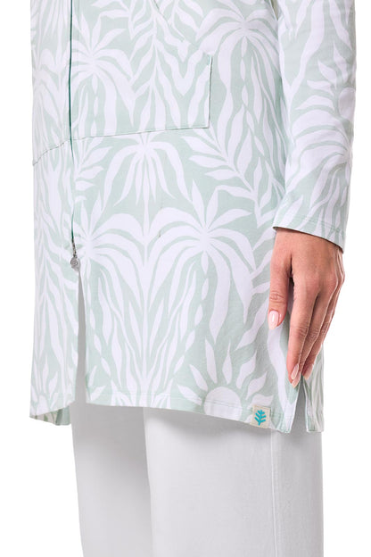 Women's Cabana Long Zip-Up Hoodie | Misty Aqua American Palm