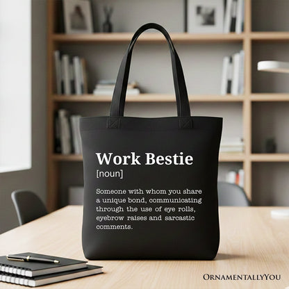 Work Bestie Definition Canvas Tote Bag, Funny Gift Shopper for Office Best Friends
