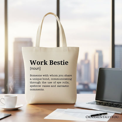Work Bestie Definition Canvas Tote Bag, Funny Gift Shopper for Office Best Friends