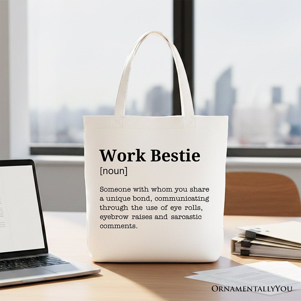 Work Bestie Definition Canvas Tote Bag, Funny Gift Shopper for Office Best Friends