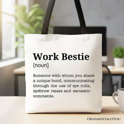 Work Bestie Definition Canvas Tote Bag, Funny Gift Shopper for Office Best Friends