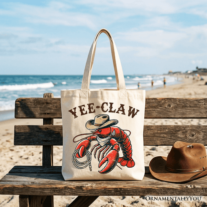 Yee Claw Lobster Western Tote Bag, Funny Cowboy Animal Gift Shopper