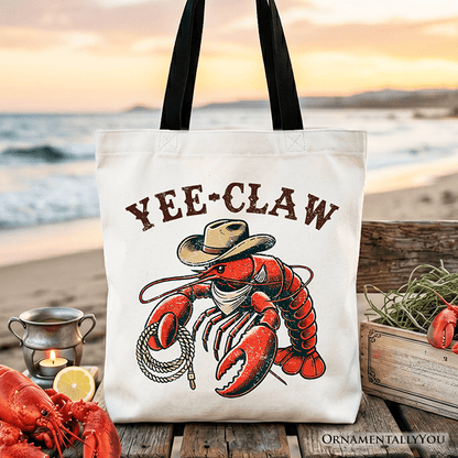 Yee Claw Lobster Western Tote Bag, Funny Cowboy Animal Gift Shopper
