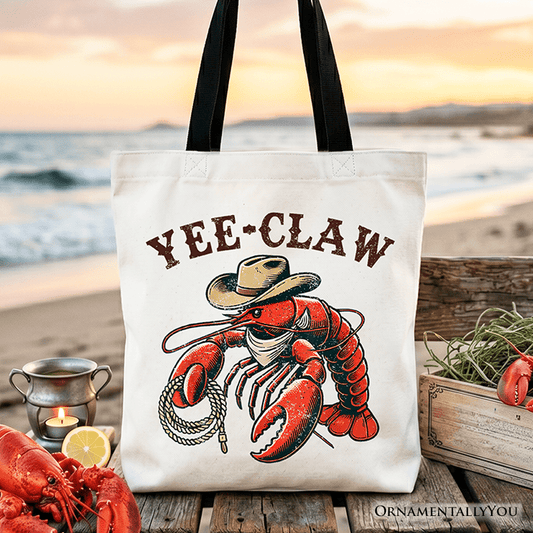 Yee Claw Lobster Western Tote Bag, Funny Cowboy Animal Gift Shopper
