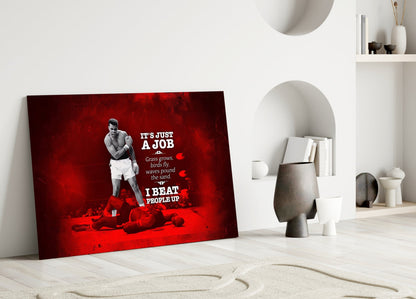 Crimson Boxer Quote Poster Glass Wall Art