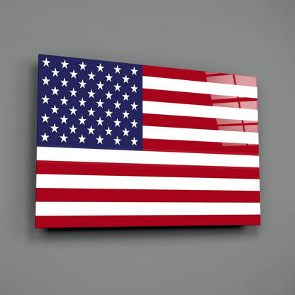 Classic Flat Stars and Stripes Flag Glass Wall Art