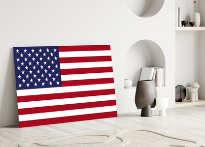 Classic Flat Stars and Stripes Flag Glass Wall Art