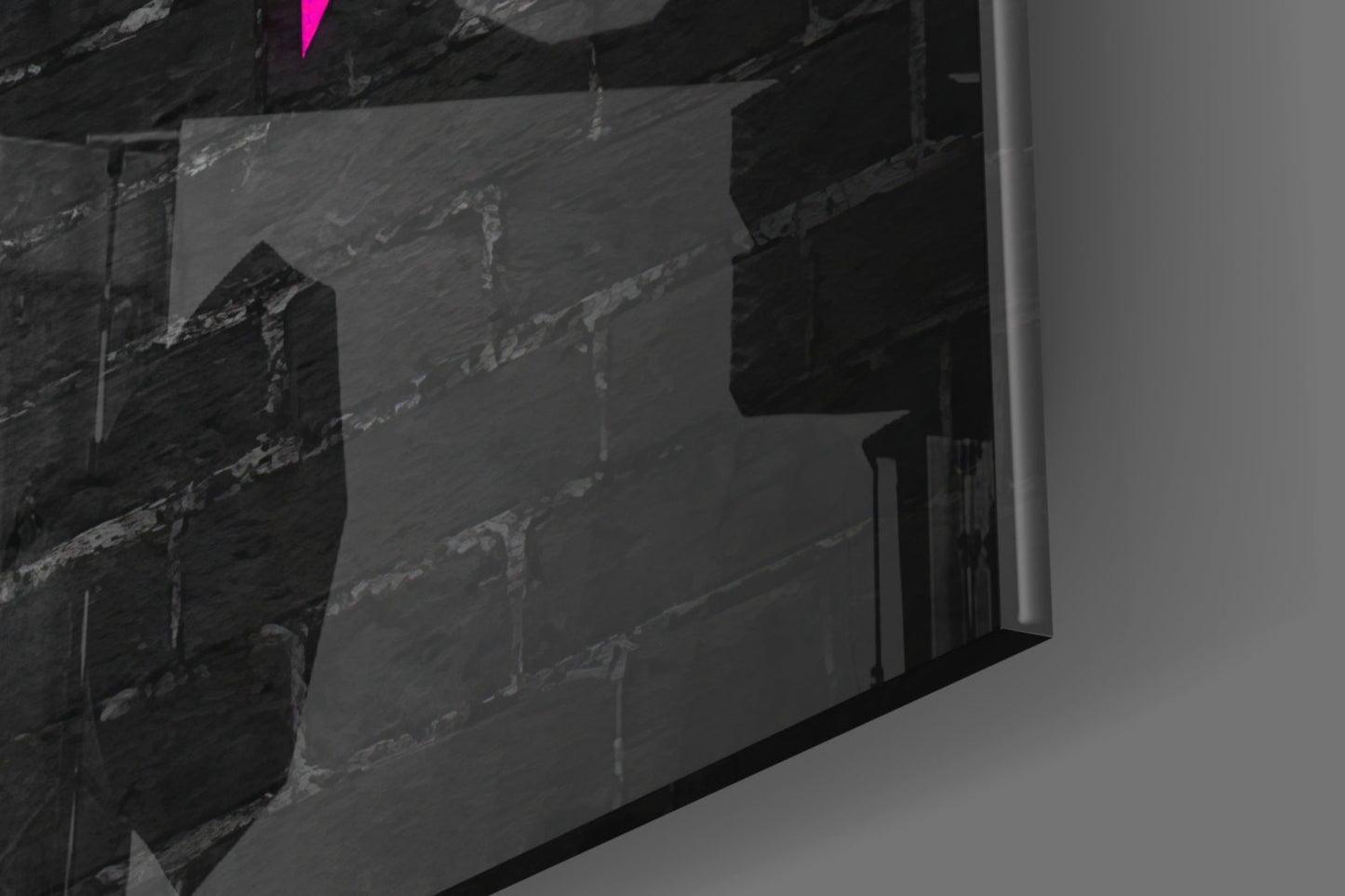 Pink Frame Brick Graffiti Quote Glass Wall Art