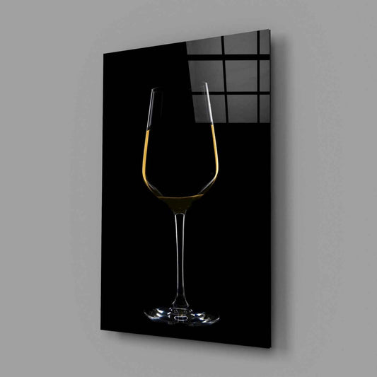 Golden Rim White Wine Glass Silhouette Glass Wall Art