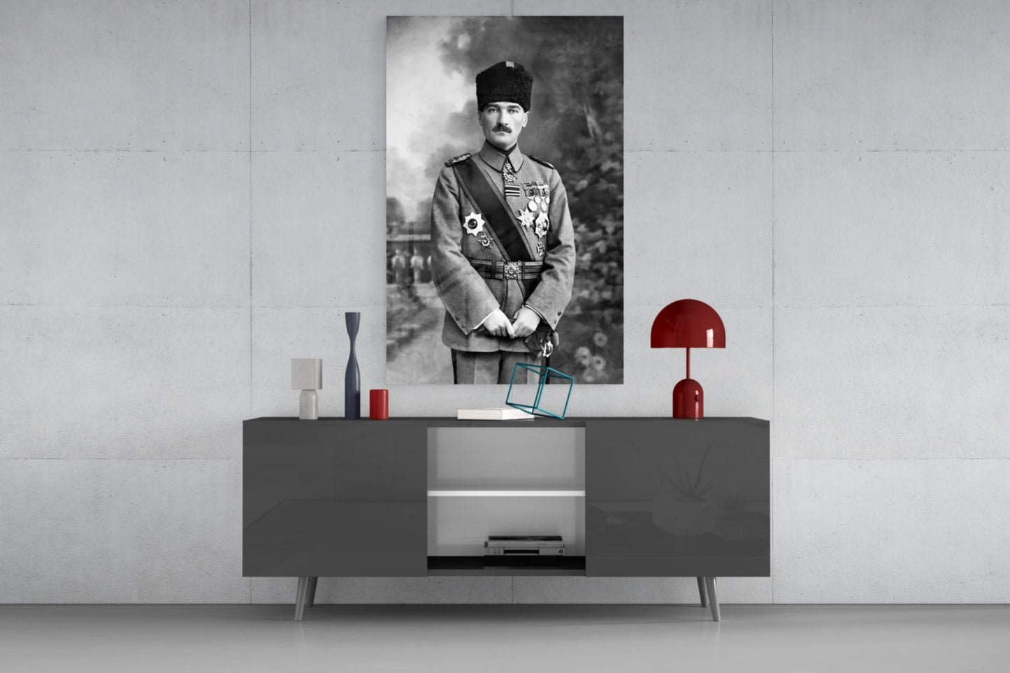 Ataturk Full Length Medals Portrait Glass Wall Art