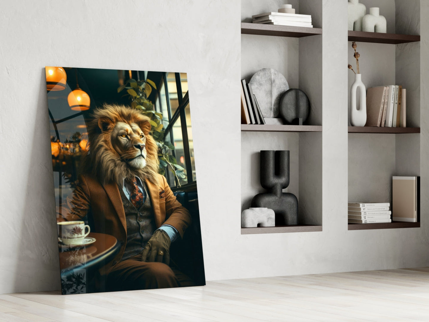 Lion Gentleman Glass Wall Art