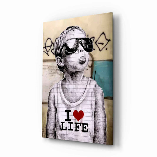 I Love Life Glass Wall Art