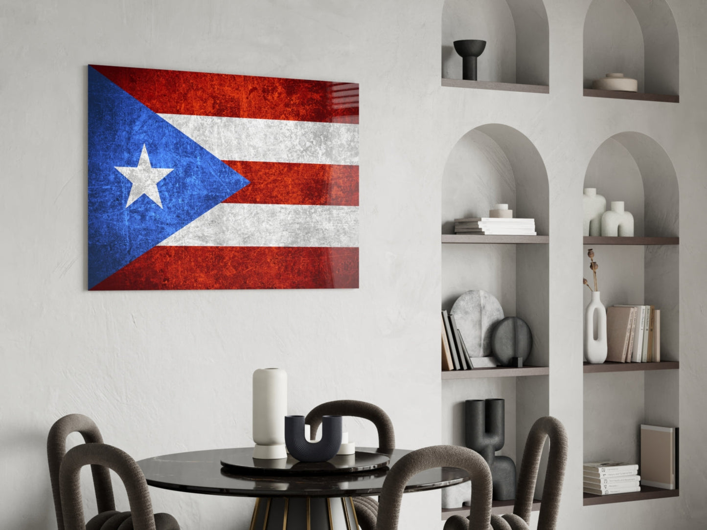 Dark Grunge Puerto Rico Lone Star Flag Glass Wall Art