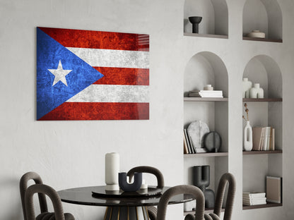 Dark Grunge Puerto Rico Lone Star Flag Glass Wall Art