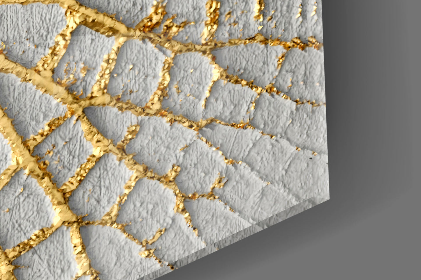 Gold Leaf Veins on White Glass Wall Art