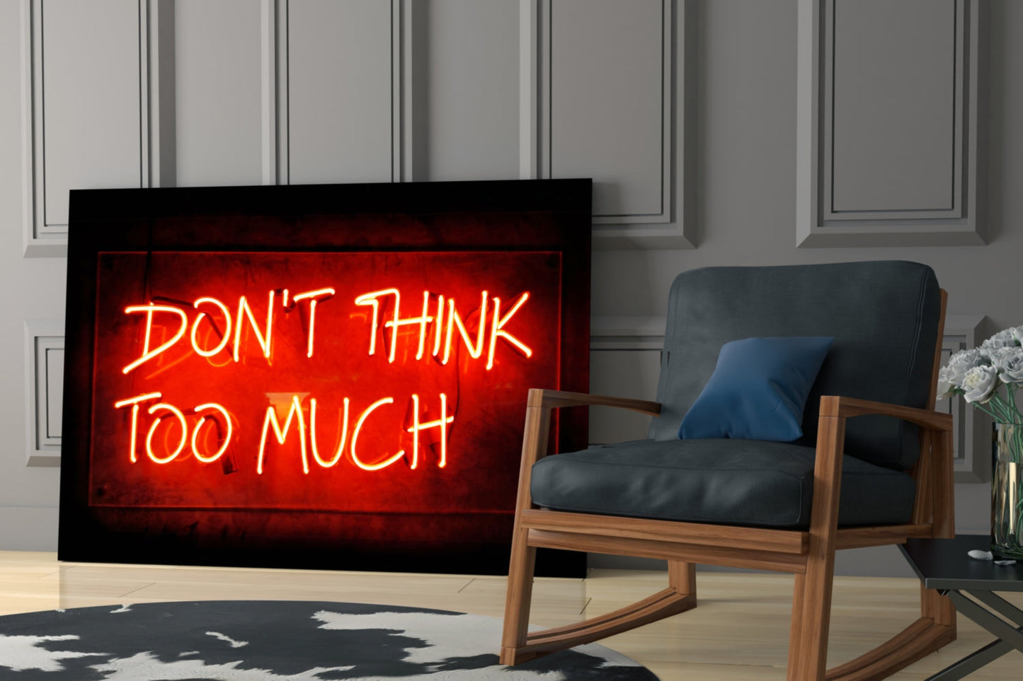 Don'T Think Too Much Glass Wall Art