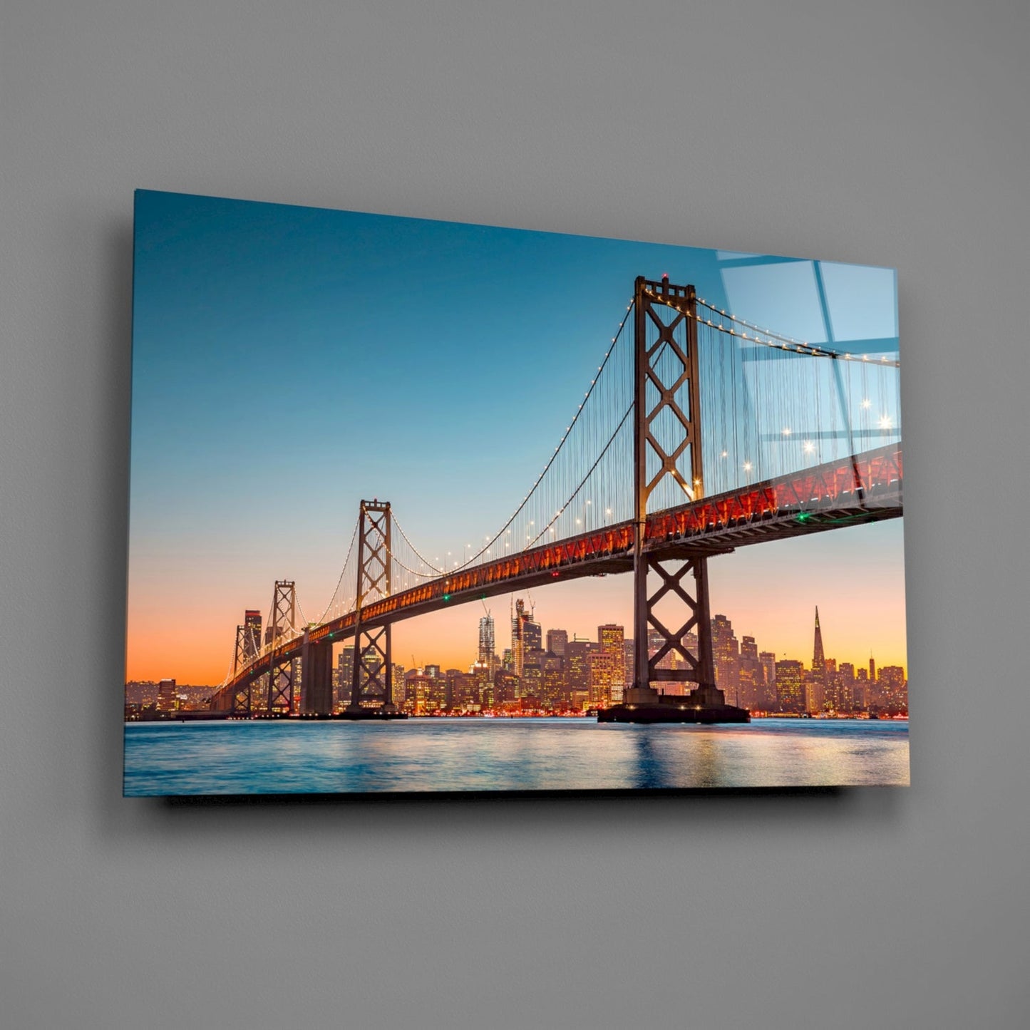 San Francisco Oakland Bay Bridge Glass Wall Art