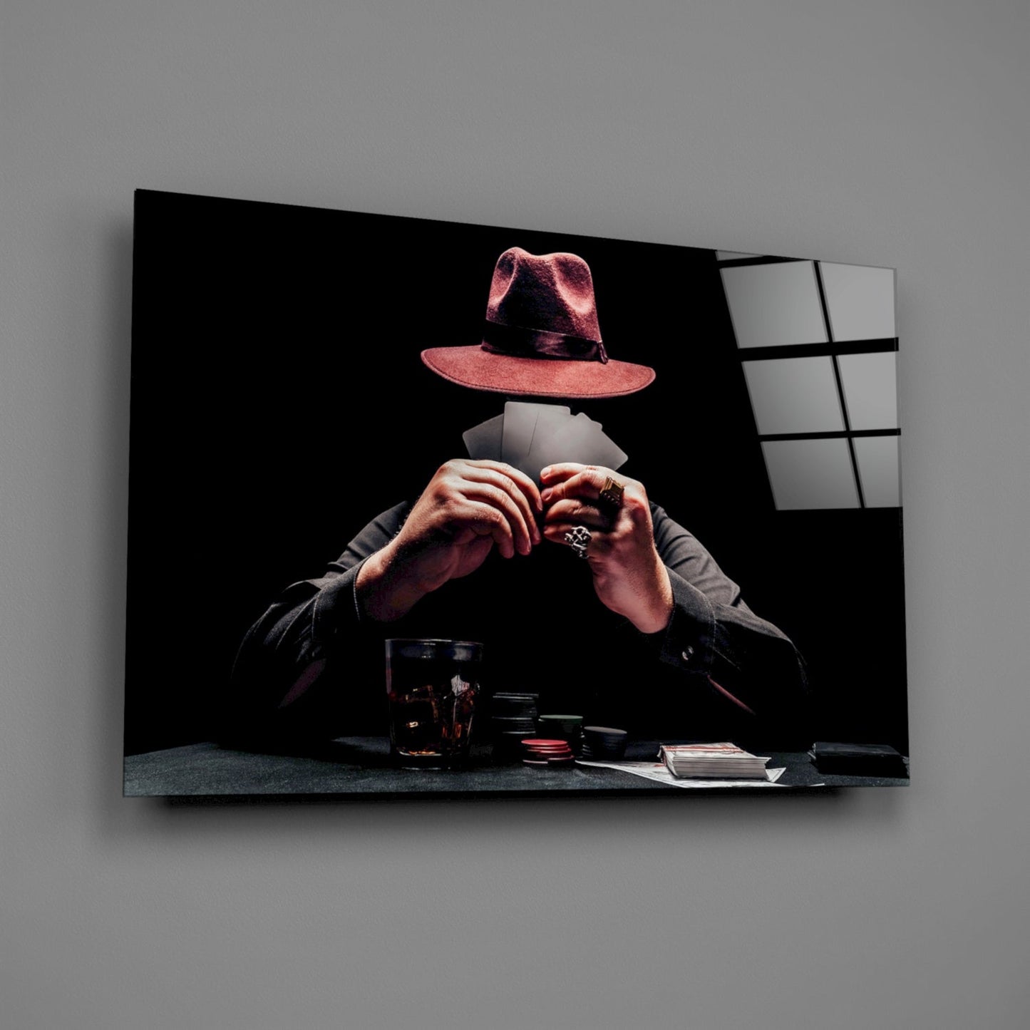 The Mysterious Gambler Glass Wall Art
