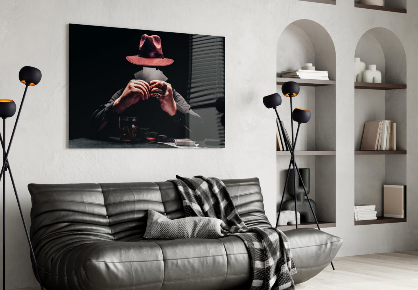 The Mysterious Gambler Glass Wall Art