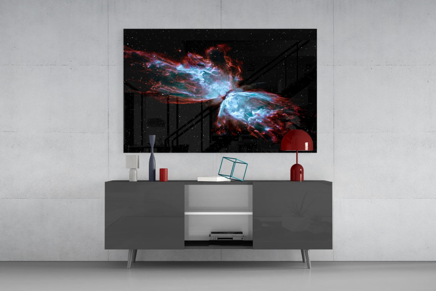 Space Red Glass Wall Art