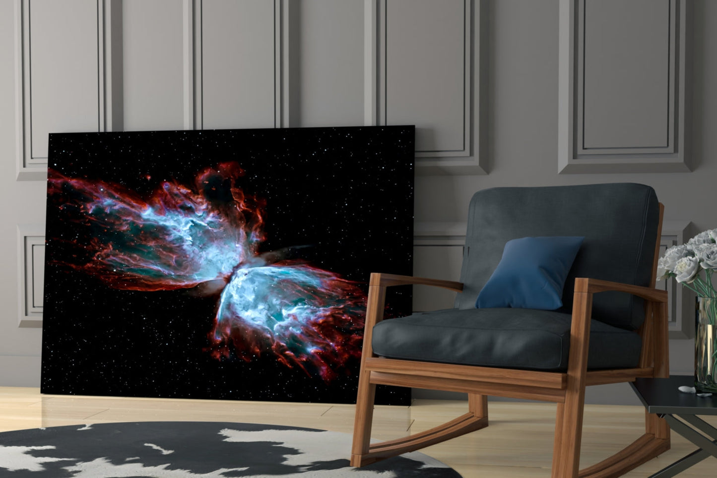 Space Red Glass Wall Art