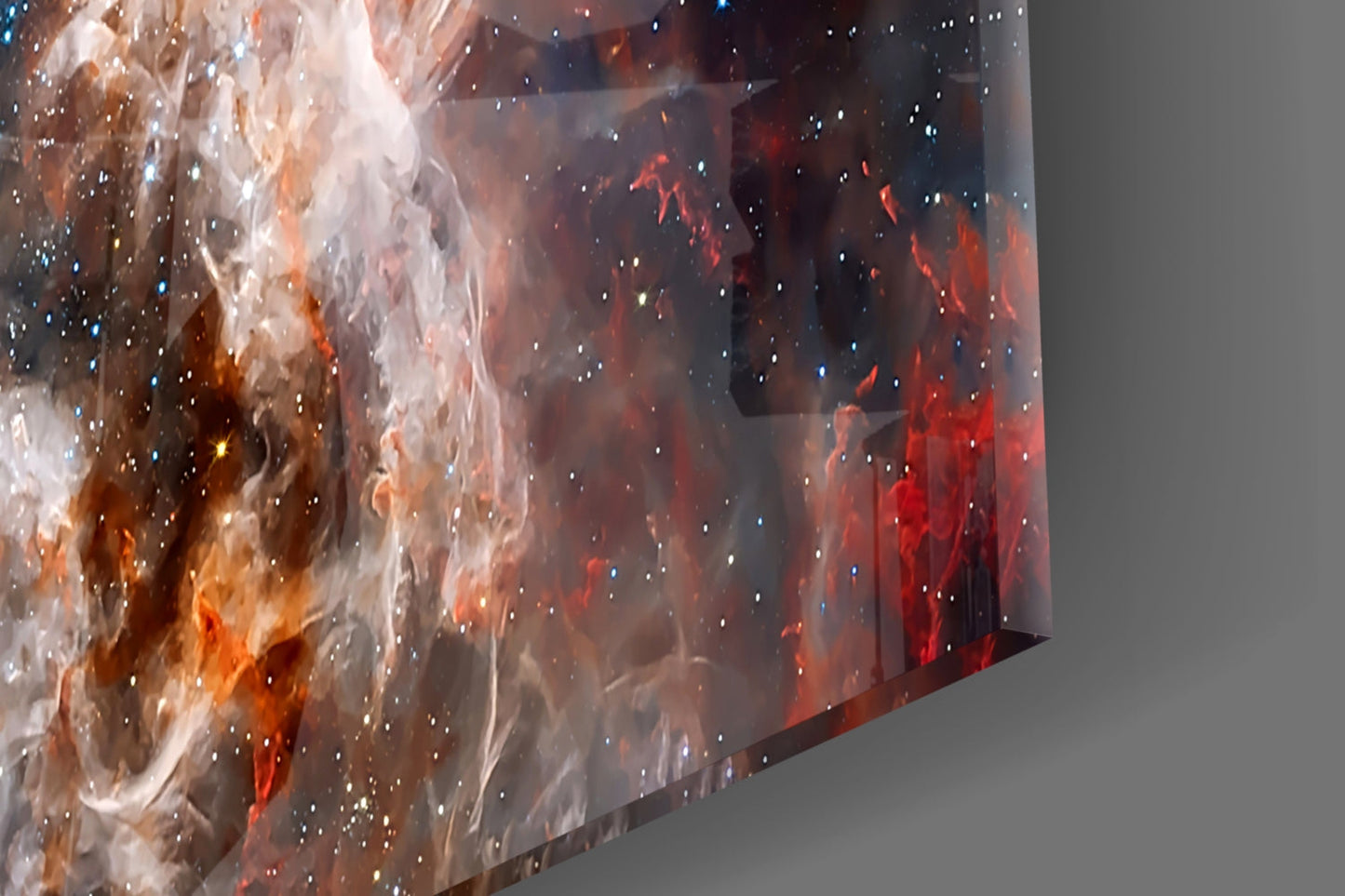 Red Cosmic Cloud Nebula Glass Wall Art