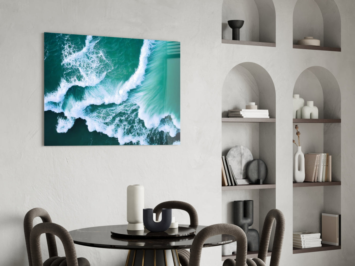 Emerald Ocean Waves Aerial Glass Wall Art