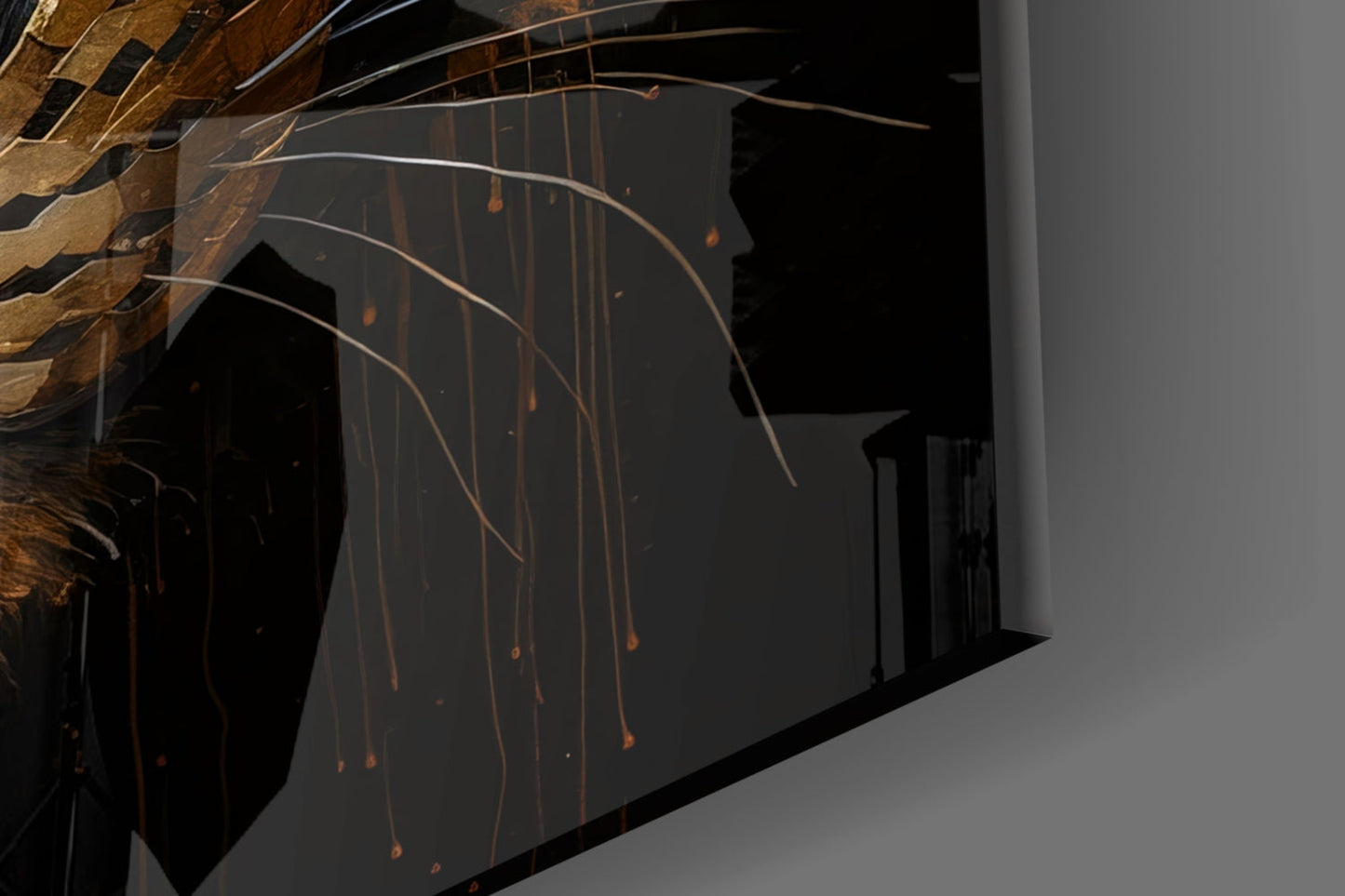 Golden Bronze Leopard Glass Wall Art