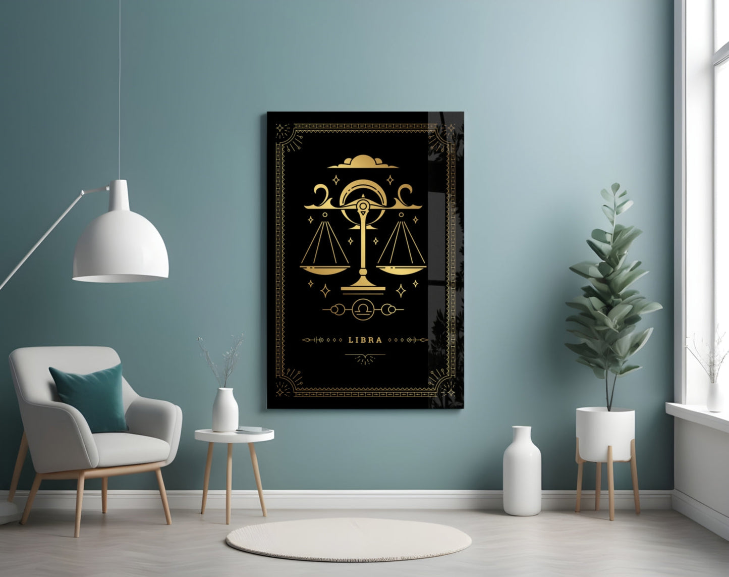 Libra Zodiac Sign Glass Wall Art
