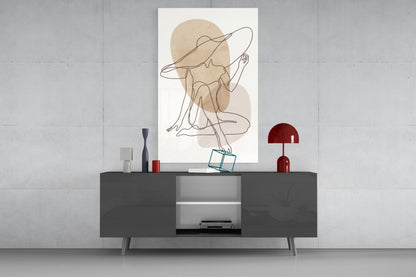 Seated Hat Woman Figure Glass Wall Art